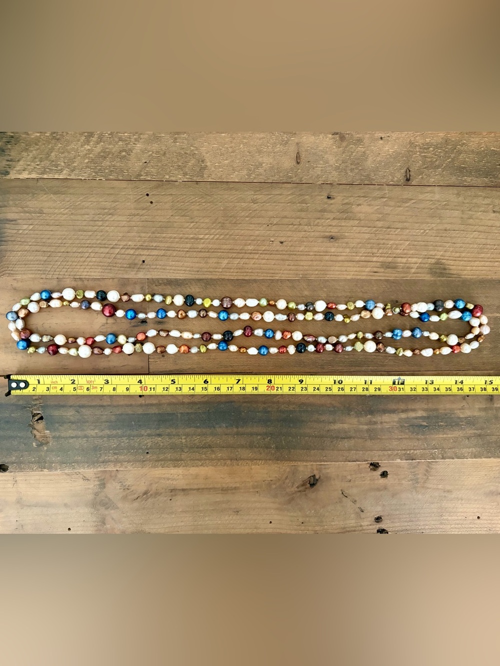 JTV 60" MULTICOLORED CULTURED FRESHWATER PEARL ENDLESS STRAND NECKLACE - Picture 4 of 4